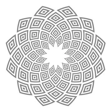 Geometric mandala line vector. A symmetrical monochrome round ornament. Stock Illustration
