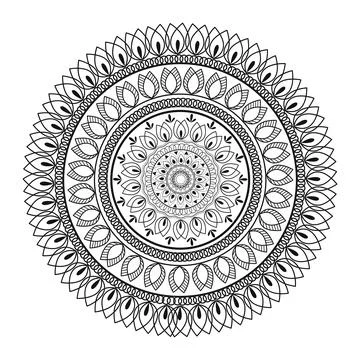 Geometric Mandala Pattern Design in Line Art. Stock Illustration