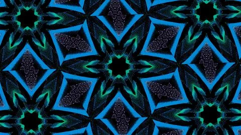 Geometric mandala pattern with glowing neon lines. Abstract symmetrical design Stock Illustration