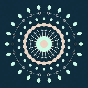 Geometric mandala pattern with leaf and circle design on transparent backgr.. Stock Illustration