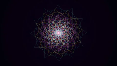 Geometric Mandala Pattern Loop - Vibrant Kaleidoscope Sacred Geometry Backdrop Video stock 341786660