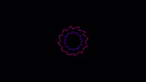 Geometric mandala patterns rotate slowly with purple and blue neon lights o.. Video stock 343419606