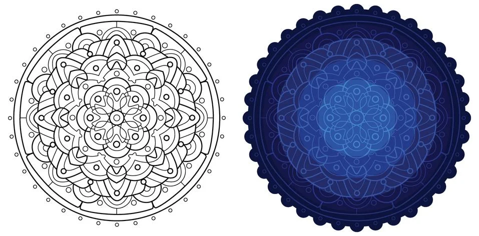 Geometric mandala. Round pattern for coloring book. Stock Illustration