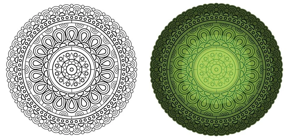 Geometric mandala. Round pattern for coloring book. Stock Illustration