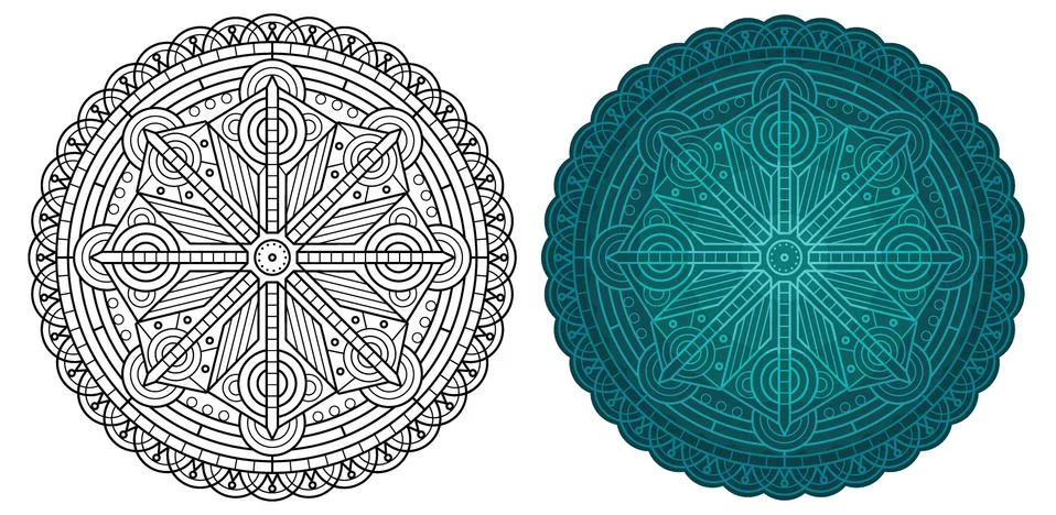 Geometric mandala. Round pattern for coloring book. Stock Illustration