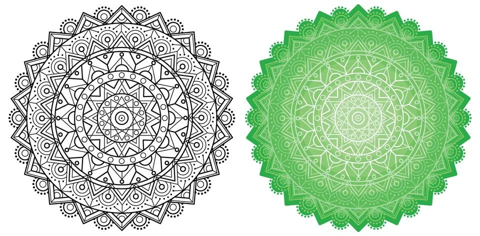 Geometric mandala. Round pattern for coloring book. Stock Illustration