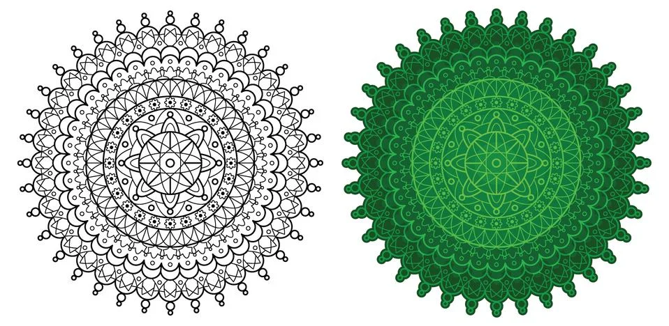 Geometric mandala. Round pattern for coloring book. Stock Illustration