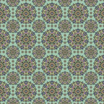 Geometric mandala seamless pattern on green Stock Illustration