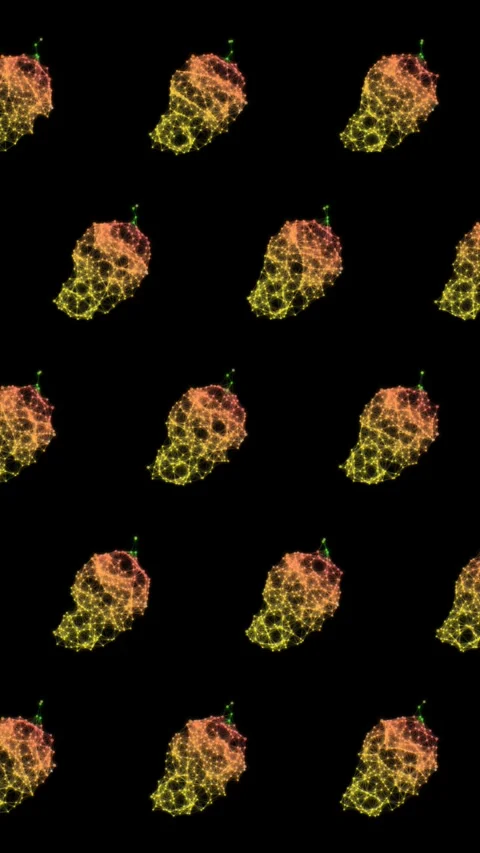 Geometric Mango Pattern on Dark Background, Seamless Loop Stock Footage 330356393