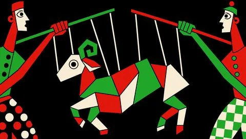 Geometric Marionette Show 스톡 일러스트