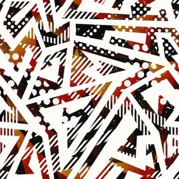 Geometric maze seamless pattern with grunge effect Stock Illustration