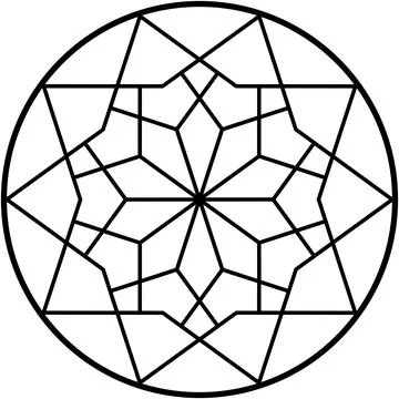 Geometric medallion pattern featuring symmetrical shapes. Stock Illustration