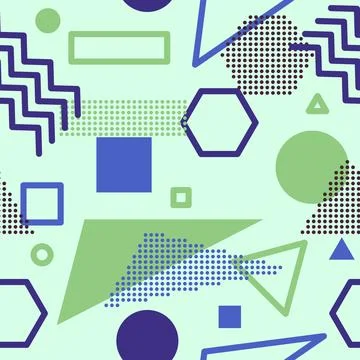 Geometric Memphis Lines Dots Background Seamless Pattern Wallpaper Stock Illustration