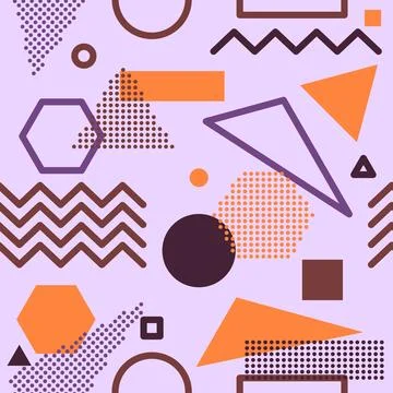 Geometric Memphis Lines Dots Background Seamless Pattern Wallpaper Stock Illustration
