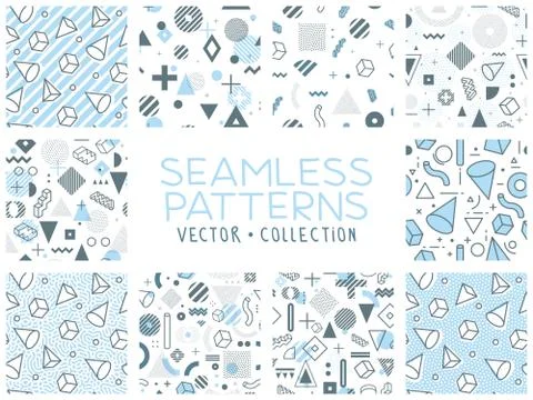 Geometric memphis seamless isolated patterns Stock Illustration