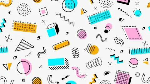 Geometric Memphis seamless pattern background Stock Illustration