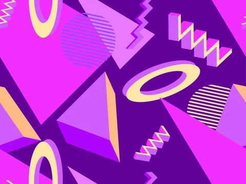 Geometric memphis seamless pattern in style of the 80s. Modern trendy Stock Illustration
