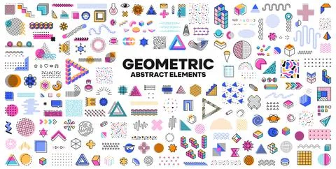Geometric Memphis shapes, isolated vector elements Stock Illustration
