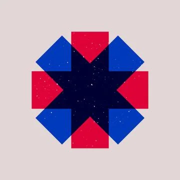 Geometric memphis shapes riso print effect. Minimal abstract duotone overlay Stock Illustration