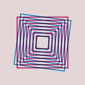 Geometric memphis shapes riso print effect. Abstract minimal square duotone Stock Illustration