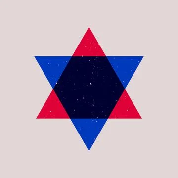 Geometric memphis shapes riso print effect. Minimal abstract triangles duotone Stock Illustration