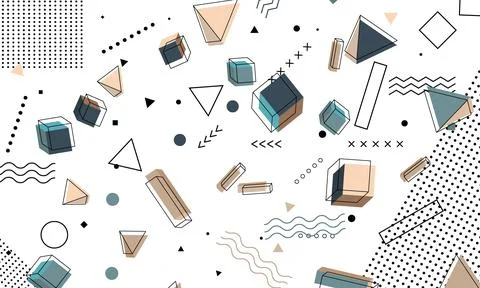 Geometric with memphis style background Stock Illustration