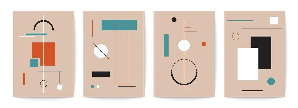 Geometric minimal background set. Primitive geometry figures, modern posters Stock Illustration