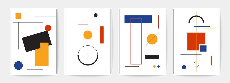 Geometric minimal background set. Simple primitive figures, modern posters Stock Illustration