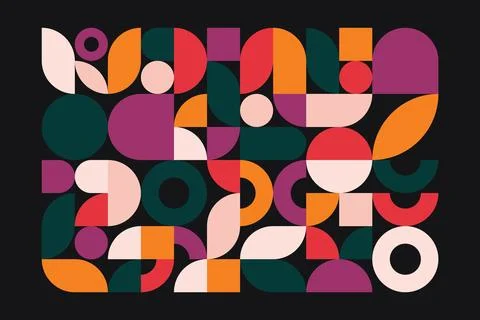 Geometric minimal pattern. Simple circle shapes, modern background bauhaus style Stock Illustration