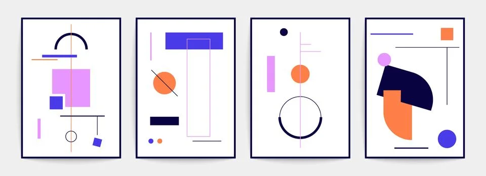 Geometric minimal posters. Simple primitive geometry figures, modern backgrounds Stock Illustration