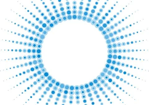 Geometric minimal tech blue halftones dotted circles abstract background Illustrazione stock