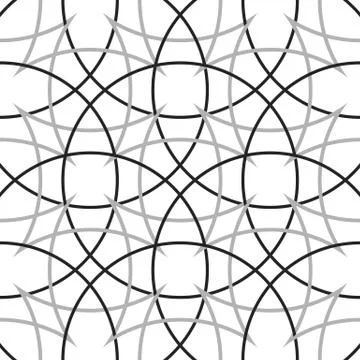 Geometric, minimalist pattern with intersecting circles. Monochrome, grayscal Illustrazione stock