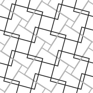 Geometric, minimalist pattern with intersecting squares. Monochrome, grayscal Stock Illustration