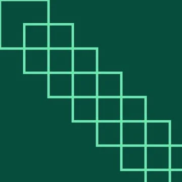 Geometric minimalist square grid pattern with overlapping lines on dark gre.. Illustrazione stock