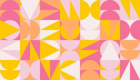 Geometric minimalistic mosaic pattern. Abstract vintage background in pink Stock Illustration