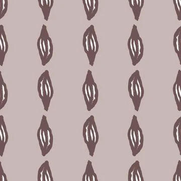 Geometric minimalistic style seamless pattern with beige abstract leaf print. Stock Illustration