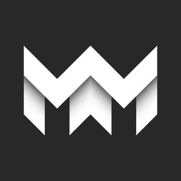 Geometric MM monogram logo, modern black and white design with shadows, abs.. Stock Illustration