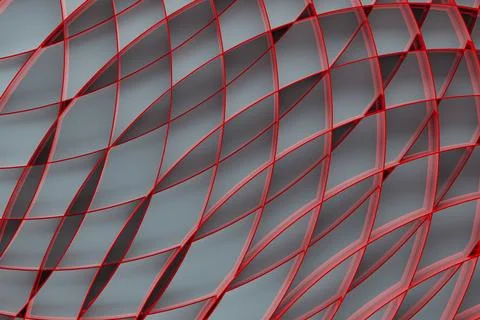 Geometric modern abstract background, pattern thin red curved lines, grid on  Illustrazione stock