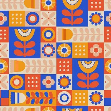 Geometric modern abstract seamless pattern. Colorful minimalistic repeatabl.. Illustrazione stock