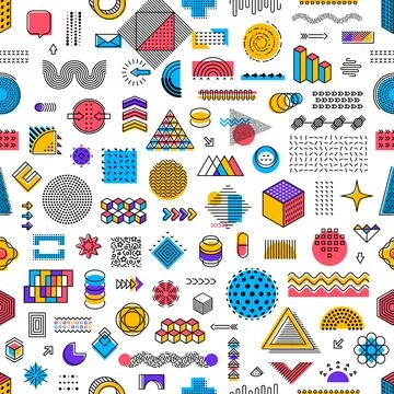 Geometric modern Memphis elements seamless pattern Illustrazione stock