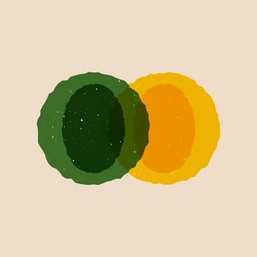 Geometric modern round shapes risograph. Minimal abstract circles duotone Stock Illustration