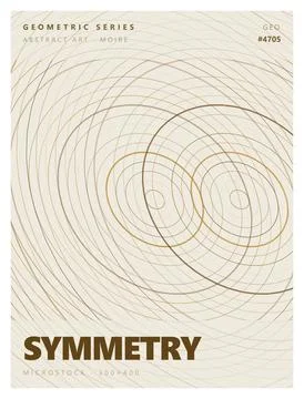 Geometric moire pattern with concentric oval lines on beige textured backgr.. Illustrazione stock