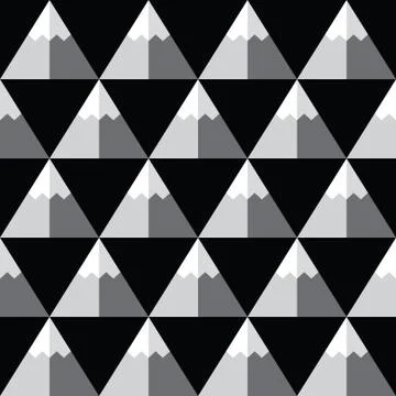 Geometric monochrome seamless pattern with mountains - winter background Stock Illustration
