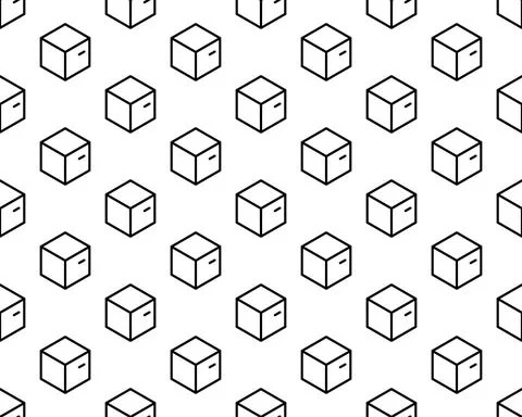 Geometric monochrome seamless vector pattern. Endless black and white isometr Stock Illustration