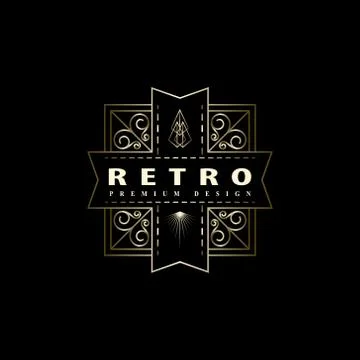 Geometric Monogram logo. Abstract template in trendy mono line style.   Stock-Illustration