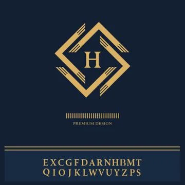 Geometric Monogram logo. Abstract template in trendy mono line style. English 스톡 일러스트