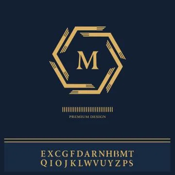 Geometric Monogram logo. Abstract template in trendy mono line style. English Stock-Illustration