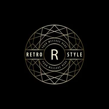 Geometric Monogram logo. Abstract Vector template in trendy mono line style.  Stock-Illustration