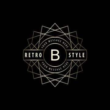 Geometric Monogram logo. Abstract Vector template in trendy mono line style.  Stock-Illustration