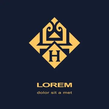 Geometric Monogram logo. Abstract Vector template in trendy mono line style.  Stock-Illustration